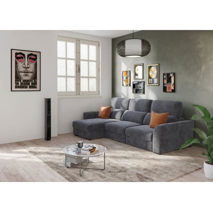 Universelles, ausziehbares 3‑Sitzer‑Ecksofa mit Stauraum TRENTO Anthrazit