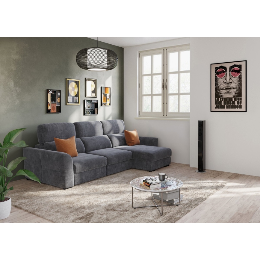 Universelles, ausziehbares 3‑Sitzer‑Ecksofa mit Stauraum TRENTO Anthrazit