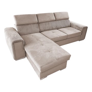 Universelles Ecksofa SALVADA in L-Form mit Schlaffunktion und Stauraum, Beige