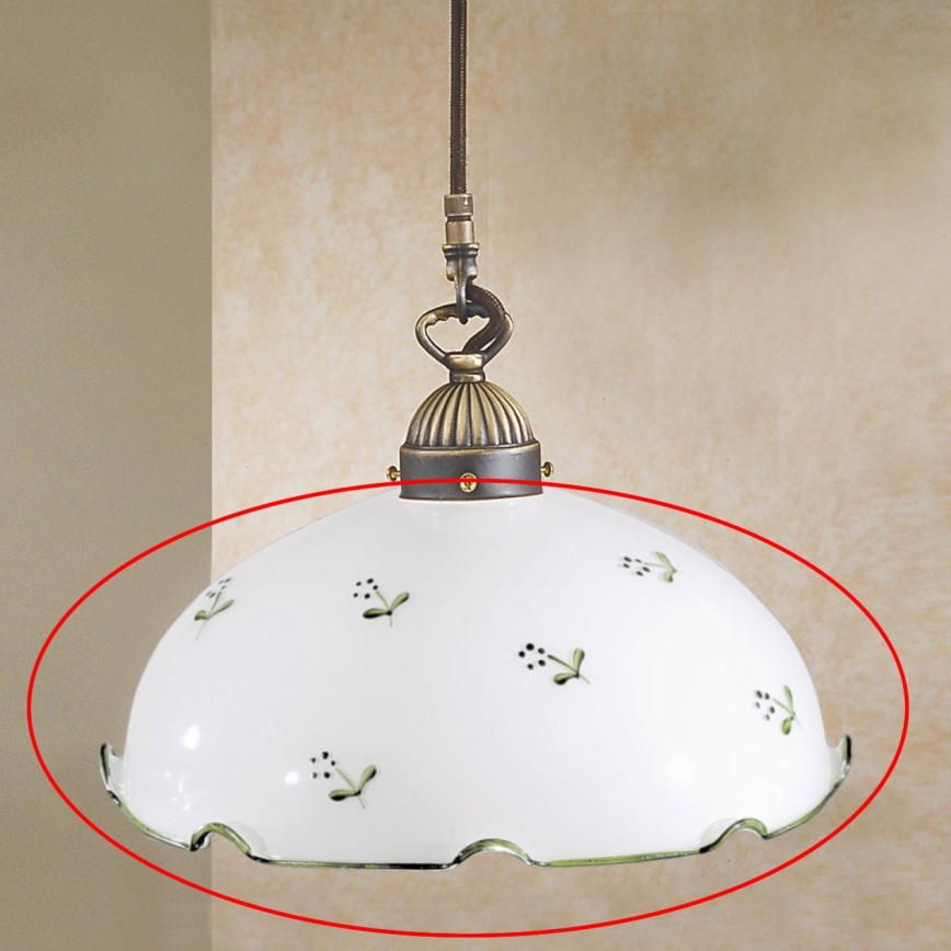 Universelles Ersatzglas NONNA für E27, Ø 20 cm, Weiß/Grün