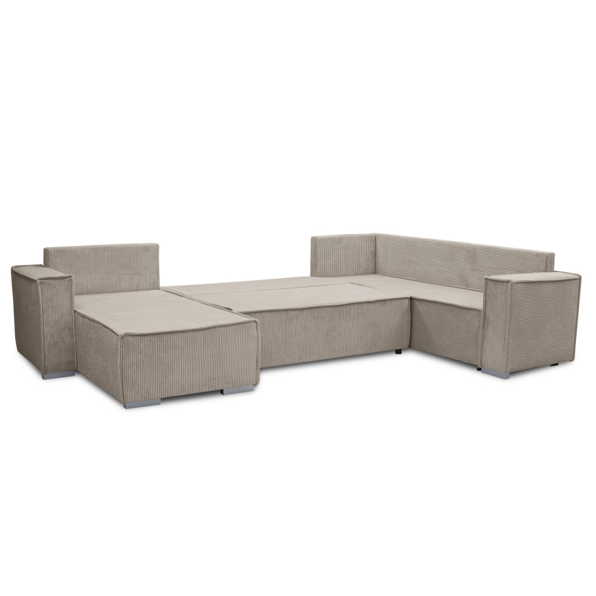 Universelles U‑förmiges Ecksofa mit Schlaffunktion LONDON, beige
