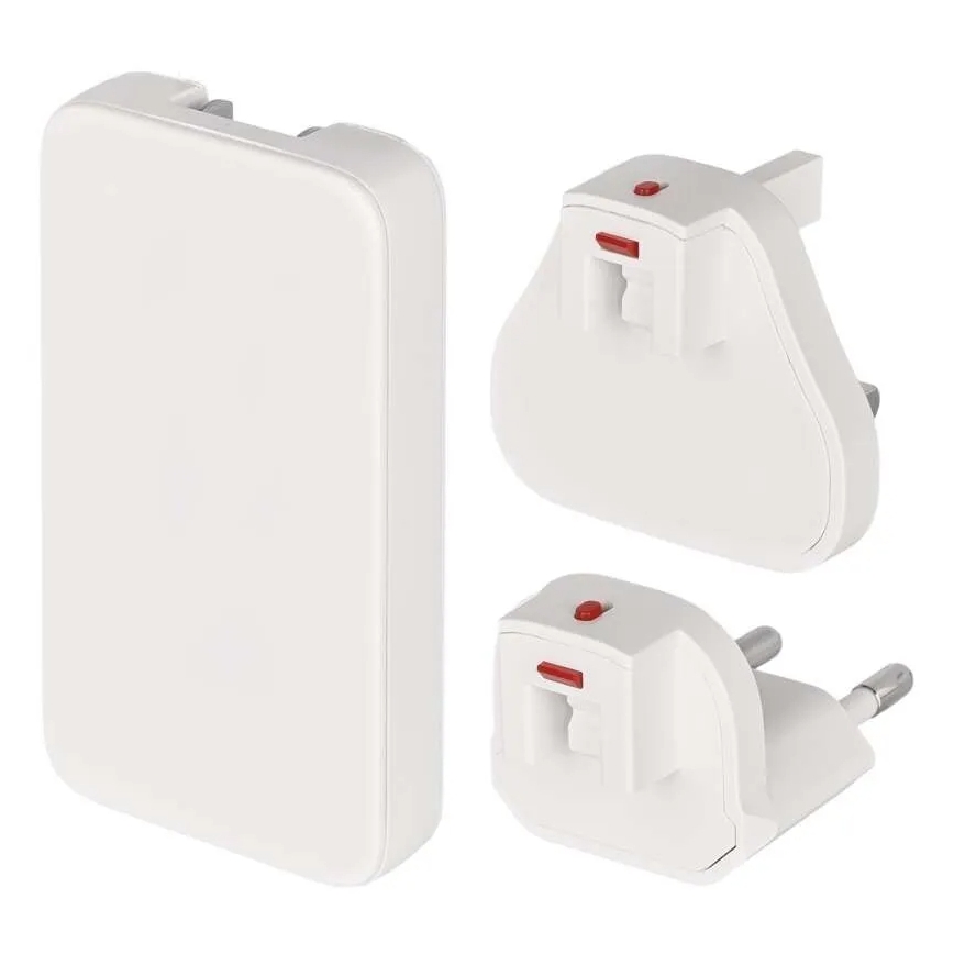 USB-GaN-Reiseadapter mit austauschbaren Steckaufsätzen, 100–250 V