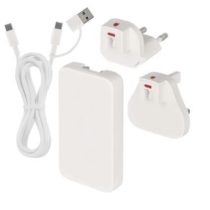 USB-GaN-Reiseadapter mit austauschbaren Steckaufsätzen, 100–250 V