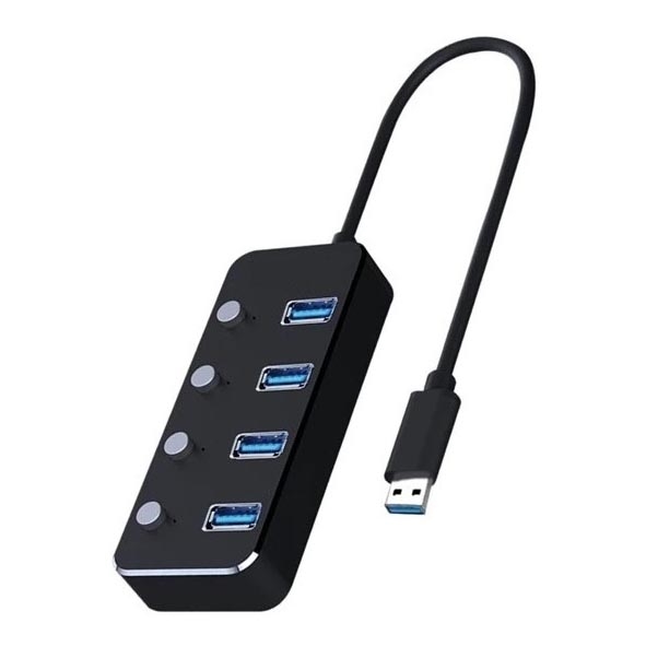 USB-Splitter mit Schalter 4xUSB-A 3.0 schwarz