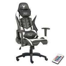 VARR Flash Gaming Stuhl mit LED RGB Hintergrundbeleuchtung + Fernbedienung schwarz/weiß