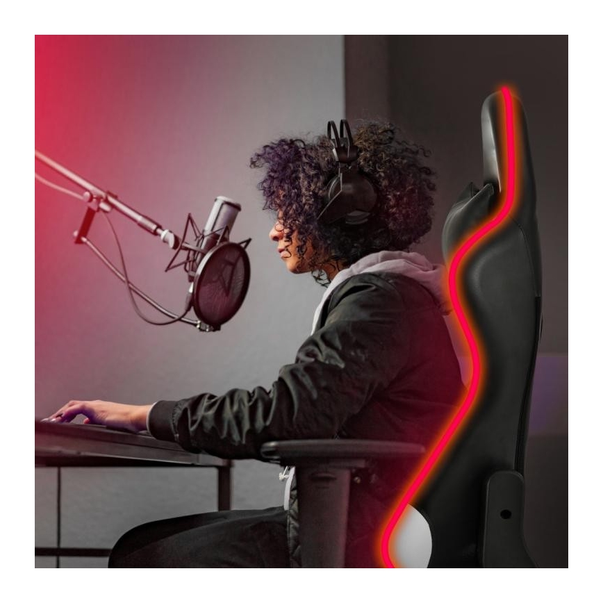 VARR Flash Gaming-Stuhl mit LED-RGB-Hintergrundbeleuchtung + Fernbedienung schwarz/weiß