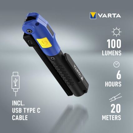 Varta 18649101401 - Aufladbare LED-Stableuchte WORK FLEX F20R LED/5V IP54
