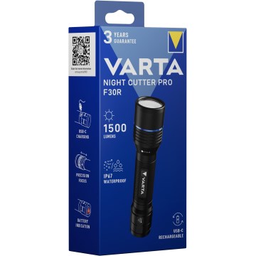 Varta 18921101111 - Aufladbare LED-Taschenlampe NIGHT CUTTER PRO F30R LED/USB IP67