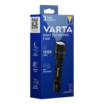 Varta 18921101111 - LED-Akku-Taschenlampe NIGHT CUTTER PRO F30R LED/USB IP67