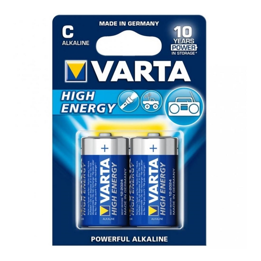 Varta 4914 - 2 St Alkali-Batterien HIGH ENERGY C 1,5V