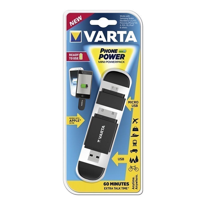Varta 498628 - Powerbank MINI POWERPACK Micro-USB/Apple 30-pin 400 mAh