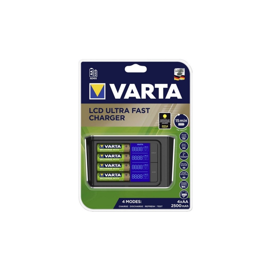VARTA 57675 - LCD Ultra-Schnell-Ladegerät 4xAA/AAA Aufladung 15min