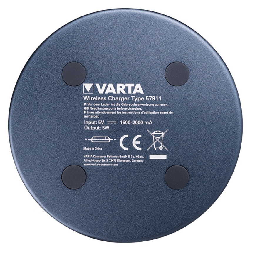 VARTA 57911 - Drahtloses Ladegerät Ladezeit 3 Stunden