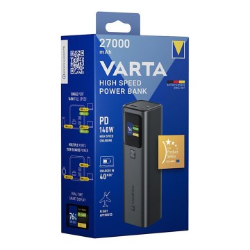 Varta 57984101111 - Powerbank mit LED-Display Power Delivery 27000 mAh/140W/3,7V