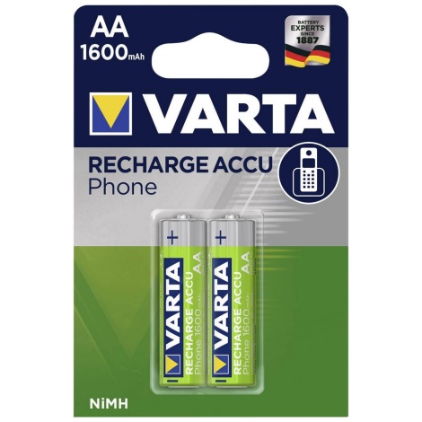 Varta 58399 - 2 St Ladebatterie PHONE ACCU AA NiMH/1600mAh/1,2V