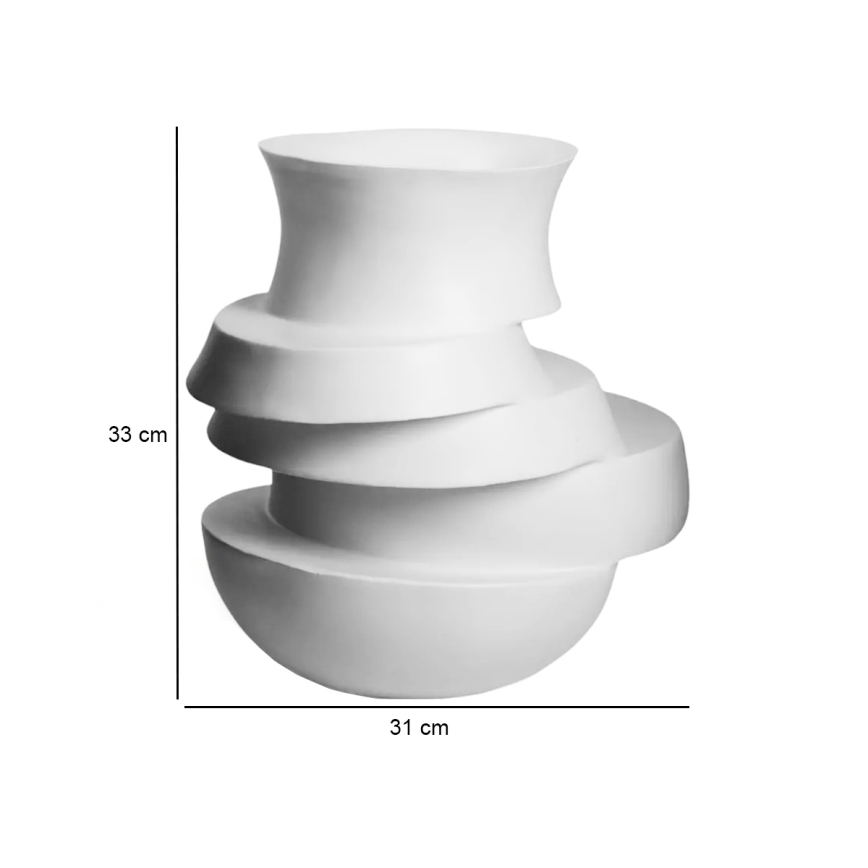 Vase 38 x 33 x 36 cm, aus Harz, weiß