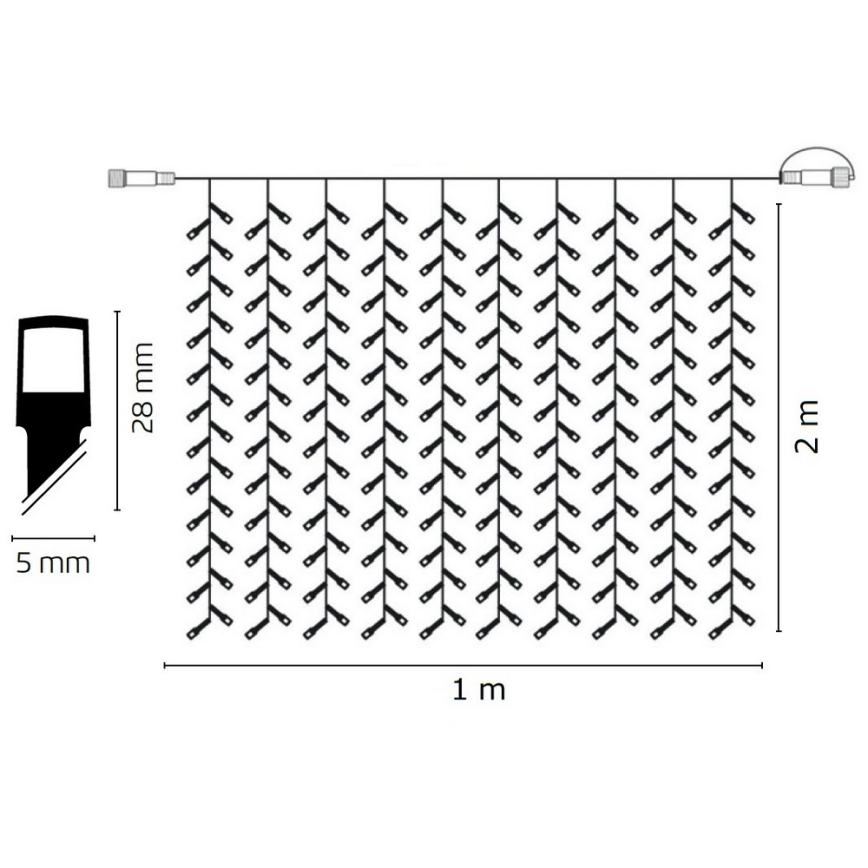 Verbindungs-LED-Weihnachtslichterkette STANDART 2 m 100xLED/1,2W IP44