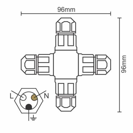 Verbindungskonnektor C20A/WP/3x1,5/4