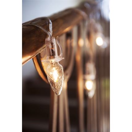 Erweiterbare LED-Außenlichterkette CONE FILAMENT 20×E10 14 m klar/warmweiß IP44, Hergestellt in Tschechien