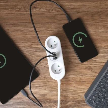 Verlängerungskabel 2Z + 2x USB-A + USB-C 1,4 m