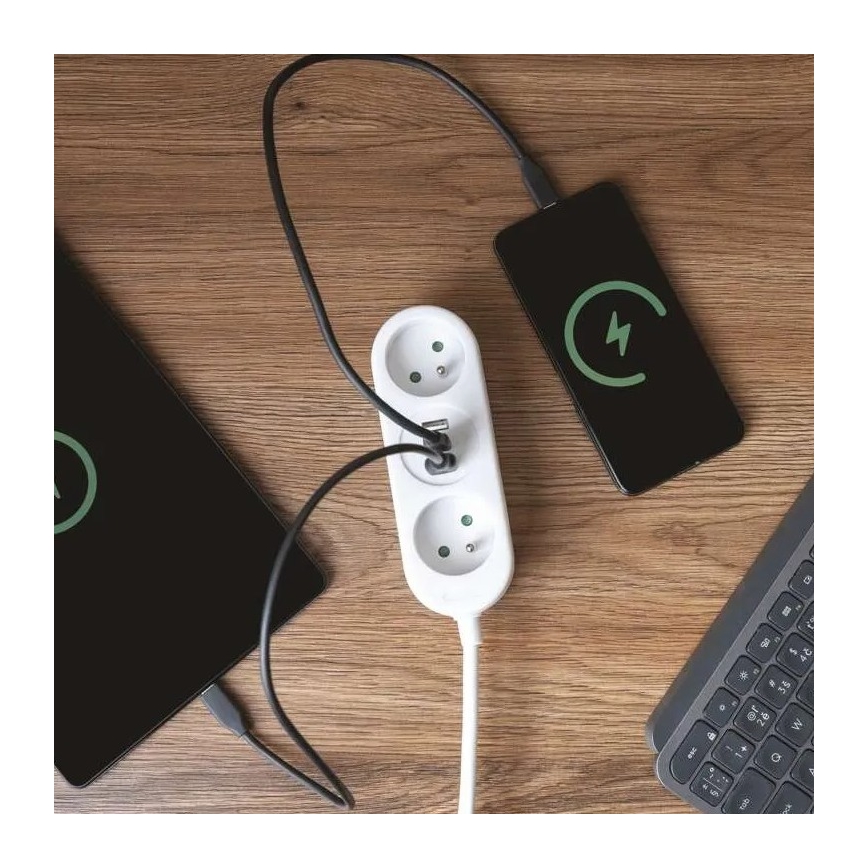 Verlängerungskabel 2Z + 2x USB-A + USB-C 1,4 m