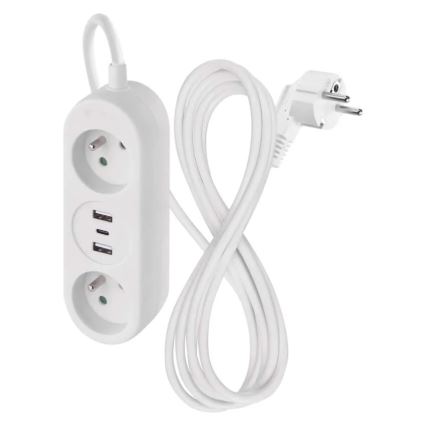 Verlängerungskabel 2Z + 2x USB-A + USB-C 1,4 m