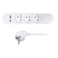 Verlängerungskabel 5 m mit Schalter, 3 Steckdosen und USB-A-/USB-C-Ladeanschlüssen