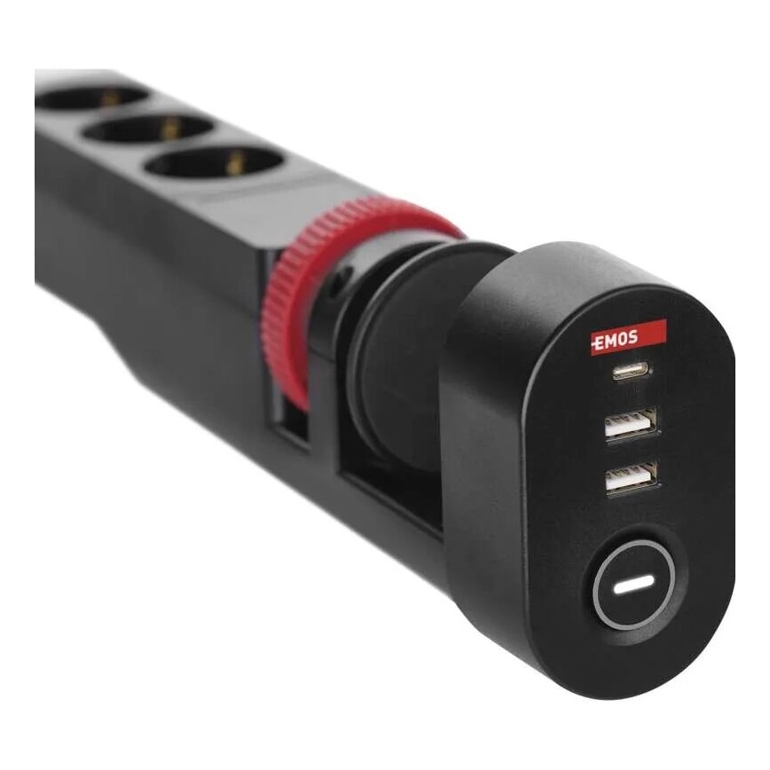 Verlängerungskabel mit Befestigung am Tisch 3Z + 3xUSB 1,5m schwarz