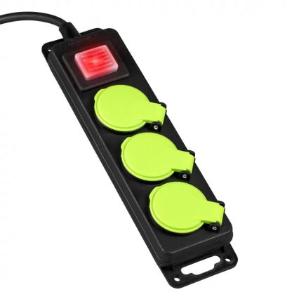 Verlängerungskabel mit Schalter, 3-fach, 10m, IP44