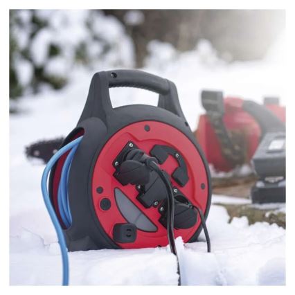 Verlängerungskabeltrommel 3Z 20m rot/schwarz IP44