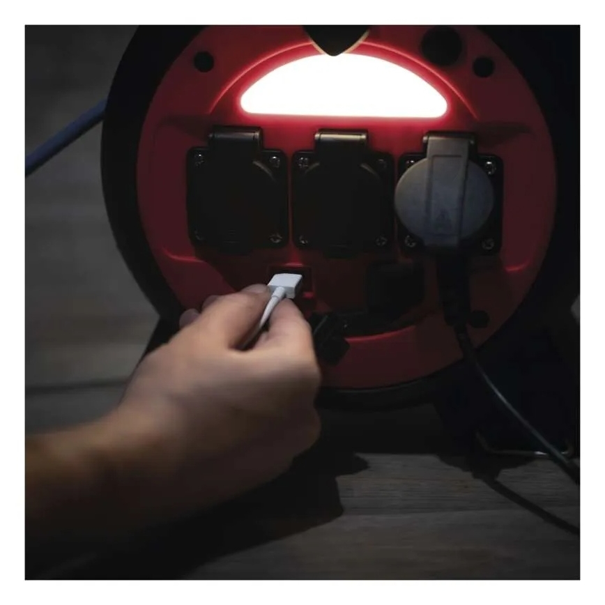 Verlängerungskabeltrommel 3Z 20m rot/schwarz IP44
