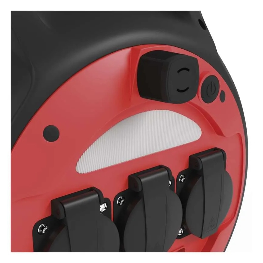 Verlängerungskabeltrommel 3Z 20m rot/schwarz IP44