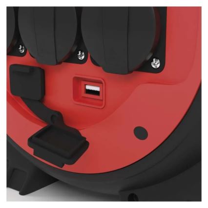 Verlängerungskabeltrommel 3Z 20m rot/schwarz IP44