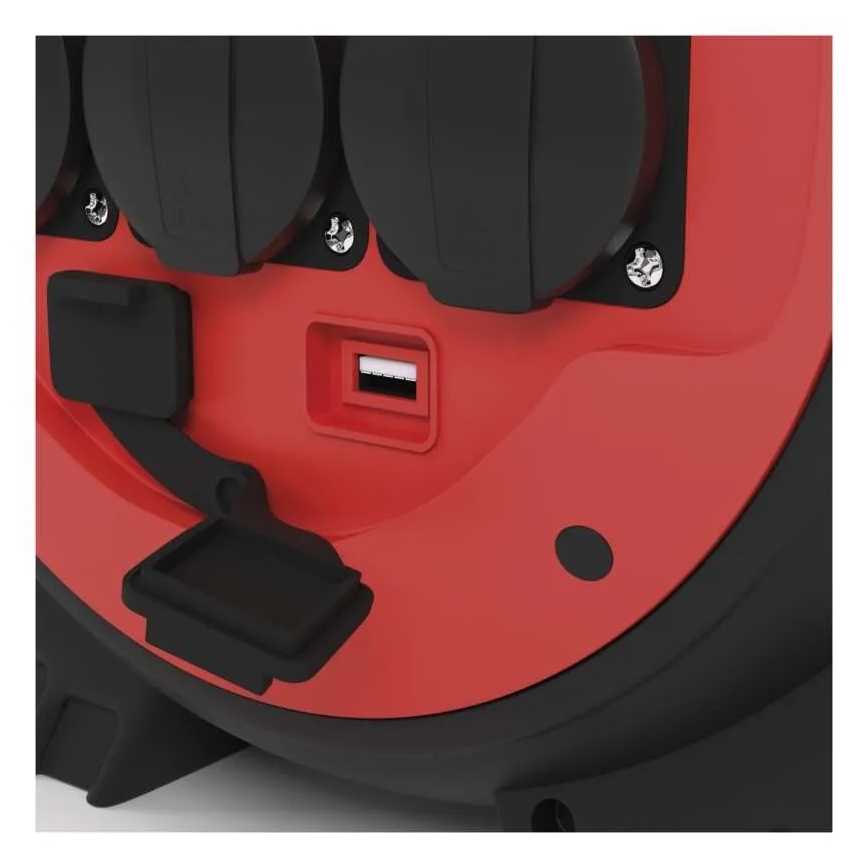 Verlängerungskabeltrommel 3Z 20m rot/schwarz IP44