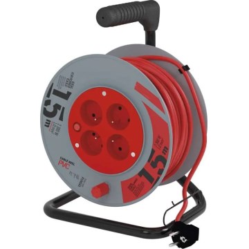 Verlängerungskabeltrommel 4Z 15m rot/grau