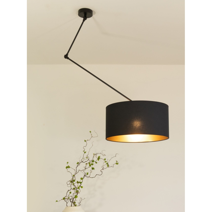 Verstellbare LED-Hängeleuchte an Stange GORTA 1xE27/60W/230V schwarz/gold