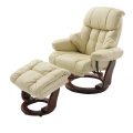 Verstellbarer Relaxsessel HABI, Creme/Nussbaum