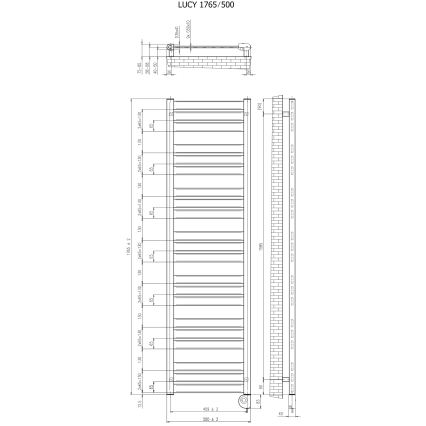 Vertaduro - Badezimmerheizkörper mit Thermostat LUCY 800W 177x50 cm taupe