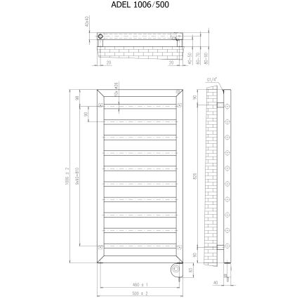 Vertaduro - Badheizkörper mit Thermostat ADEL 400W 100x50 cm schwarz