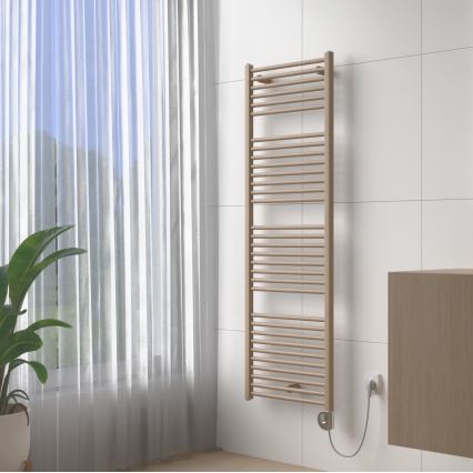 Vertaduro - Badheizkörper mit Thermostat DENISE, 600 W, 154 x 50 cm, Taupe