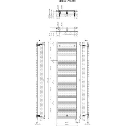 Vertaduro - Badheizkörper mit Thermostat DENISE 800W 178x50 cm Taupe