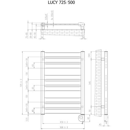 Vertaduro - Badheizkörper mit Thermostat LUCY 400 W 73x50 cm taupe
