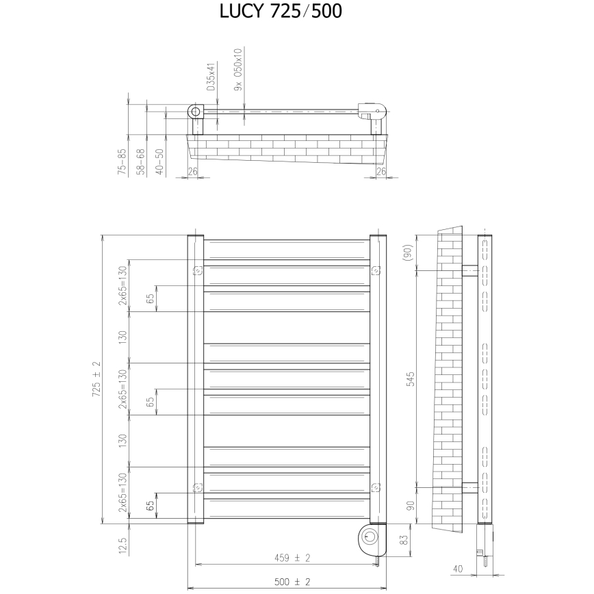 Vertaduro - Badheizkörper mit Thermostat LUCY 400 W 73x50 cm taupe