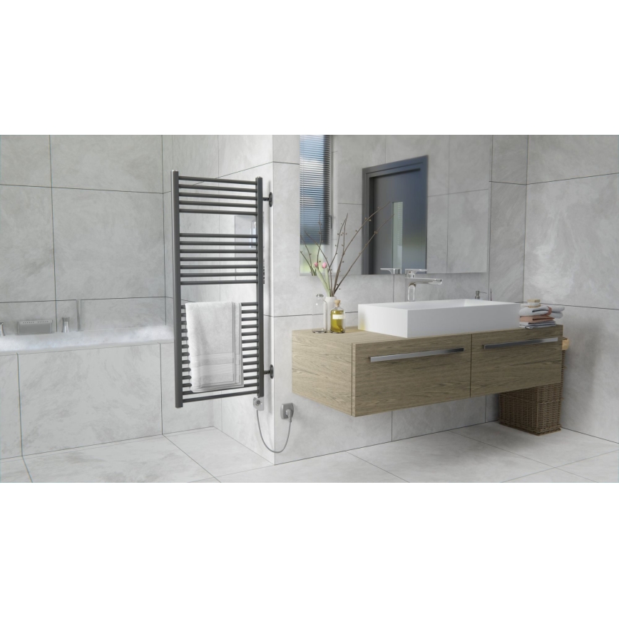 Vertaduro - Badheizkörper mit Thermostat MEG 600W 118x50 cm Anthrazit