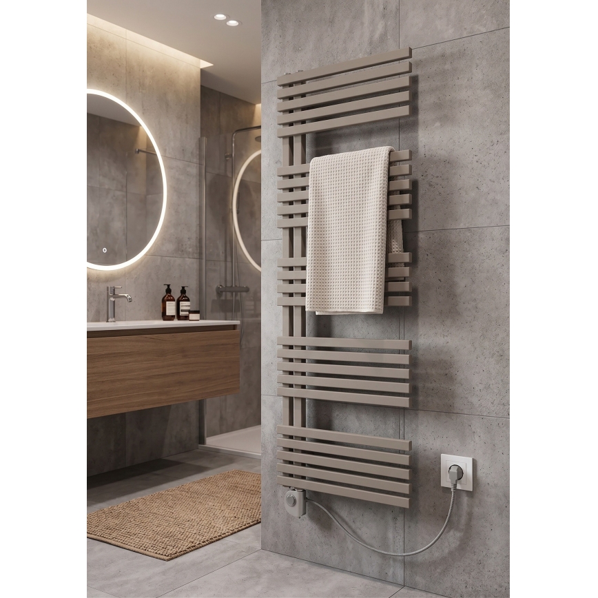 Vertaduro - Badheizkörper mit Thermostat MICHELLE 600W 129x50 cm taupe