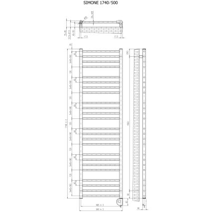 Vertaduro - Badheizkörper mit Thermostat SIMONE 600W 174x50 cm Anthrazit