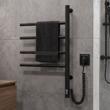 Vertaduro - Elektrischer drehbarer Handtuchwärmer mit Thermostat ARA 60W/230V 65x49 cm IP44 schwarz