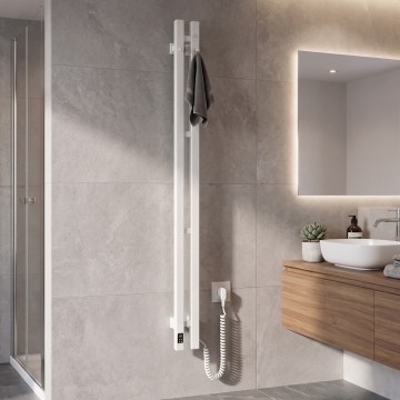 Vertaduro - Elektrischer Handtuchtrockner mit Thermostat VEO 70W/230V 120x9 cm IP44 weiß rechts