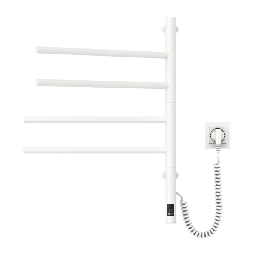 Vertaduro - Elektrischer schwenkbarer Handtuchwärmer mit Thermostat ARA 60W/230V 65x49 cm IP44 weiß
