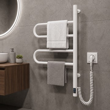 Vertaduro - Elektrischer schwenkbarer Handtuchwärmer mit Thermostat ELA 60W/230V 65x49 cm IP44 weiß